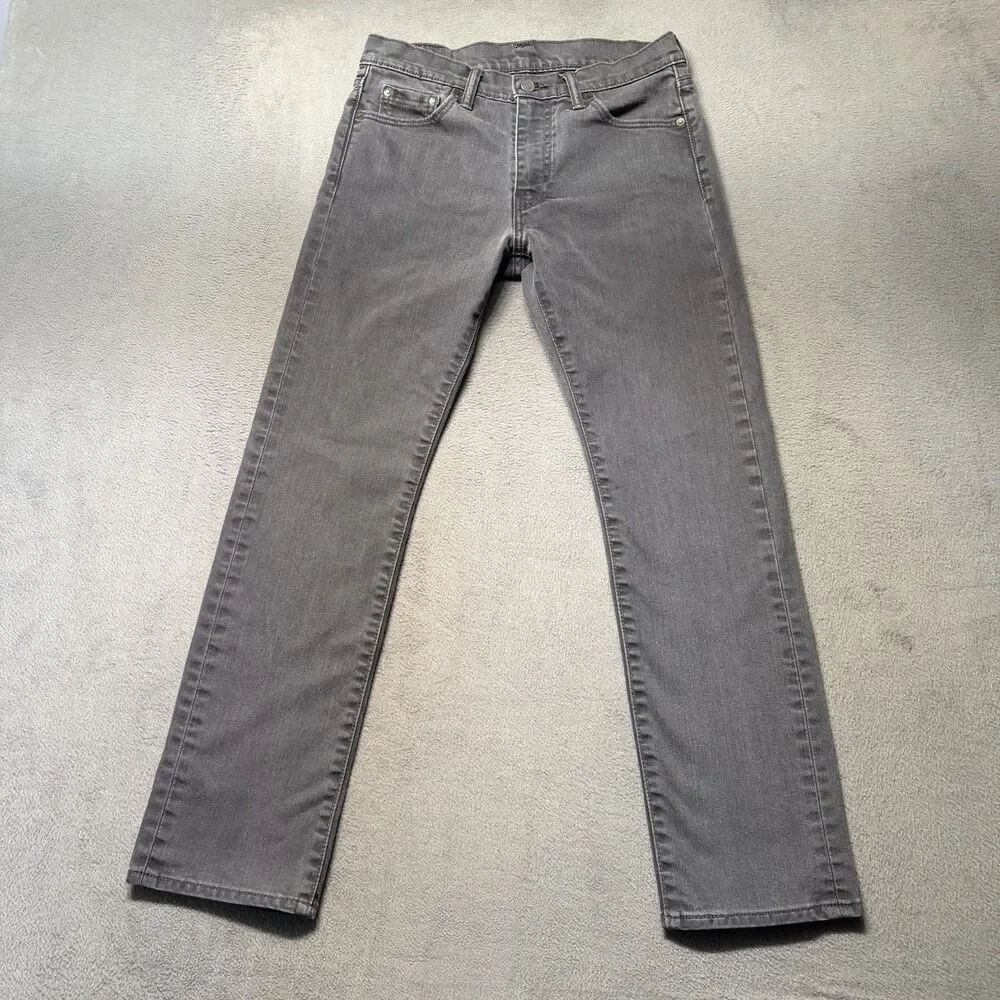Levis 513 Slim Straight Mens 30x30 Jeans Gray Stretch Mid Rise Denim Casual